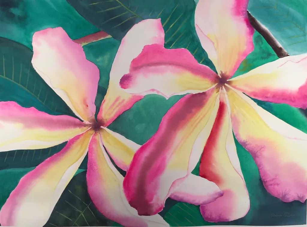 Tropical Blossoms: A Vibrant Watercolor Celebration of Nature's Petals