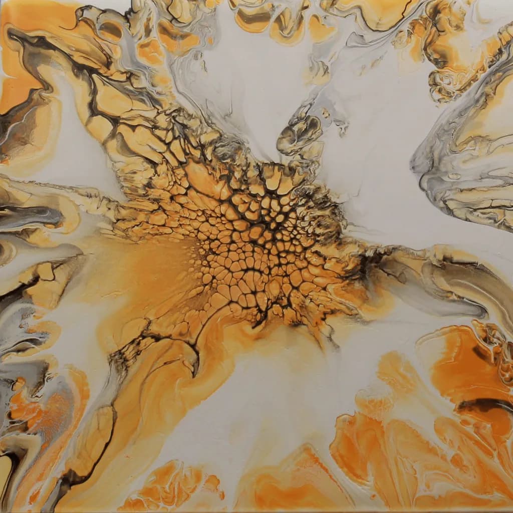 Vibrant Fluidity: An Abstract Dance of Orange and Texture
