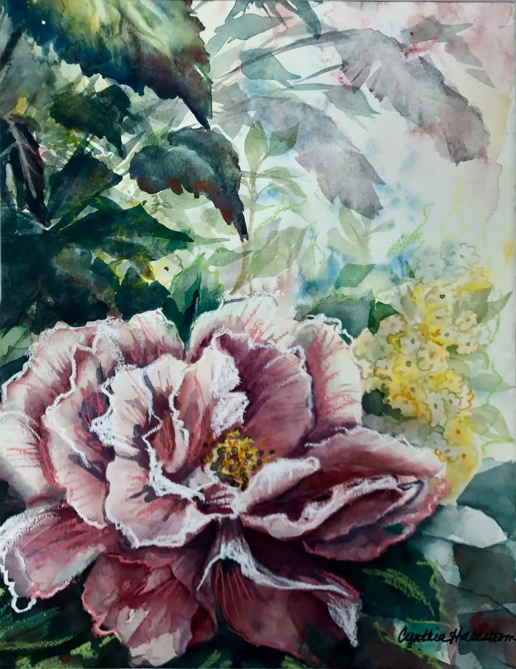 Whispers of Bloom: A Delicate Dance of Petals and Leaves in Watercolor Elegance