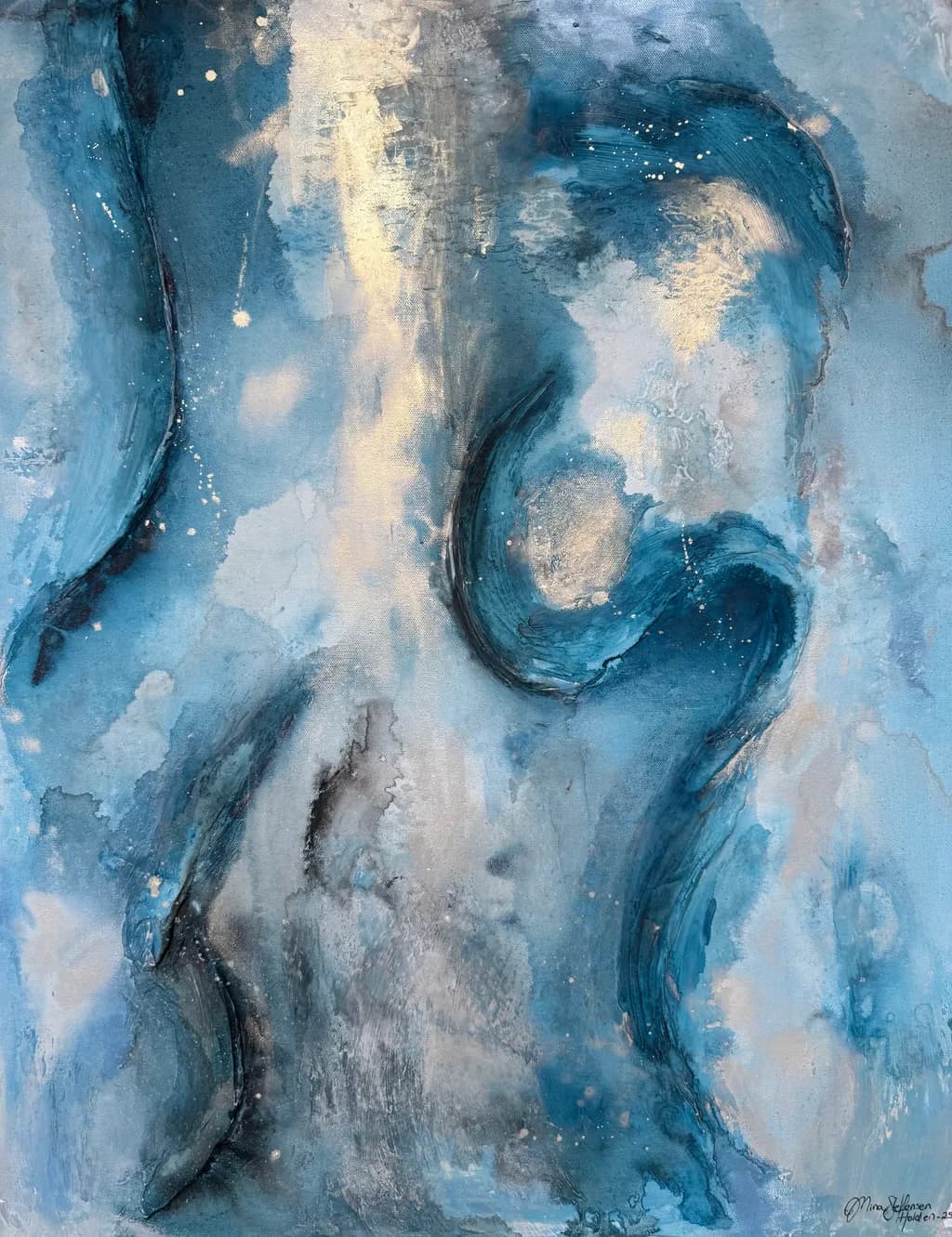 Whispers of the Ocean: A Dance of Blues and Golds