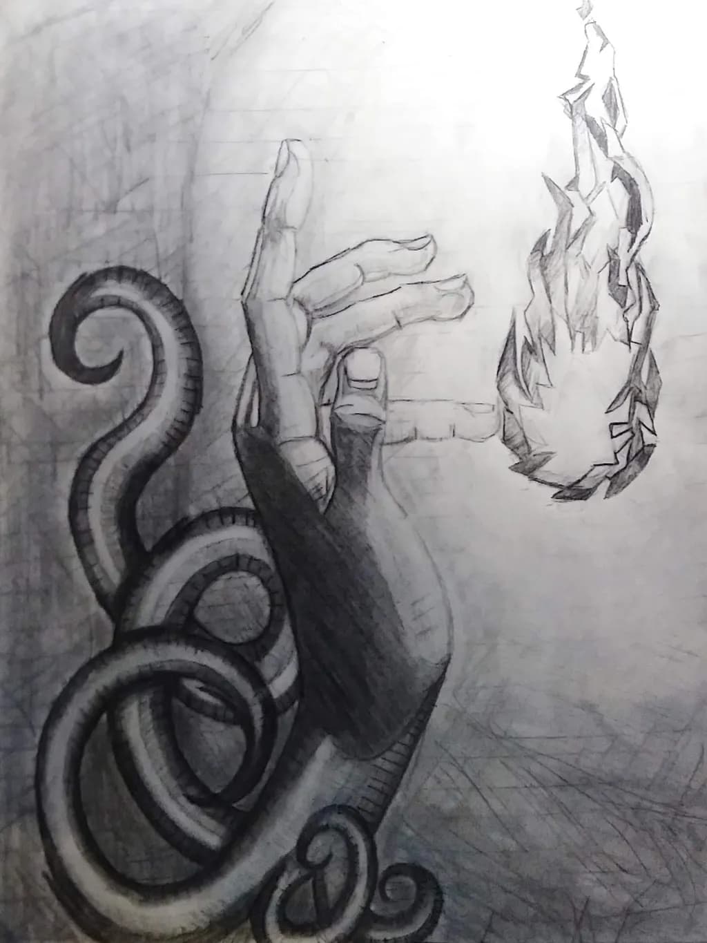 Ethereal Flames: The Dance of Hand and Serpent