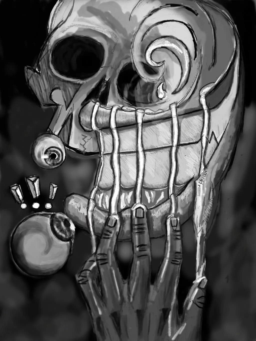 Whispers of the Abyss: A Haunting Dance of Skull and Shadow