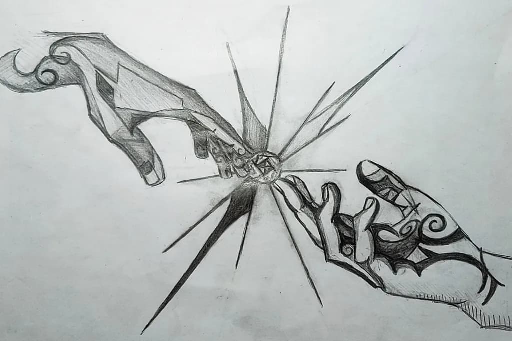 Ethereal Connection: The Dance of Hands and Light