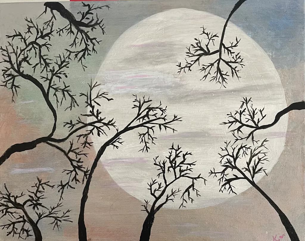 Moonlit Serenity: Abstract Nightscape with Branches