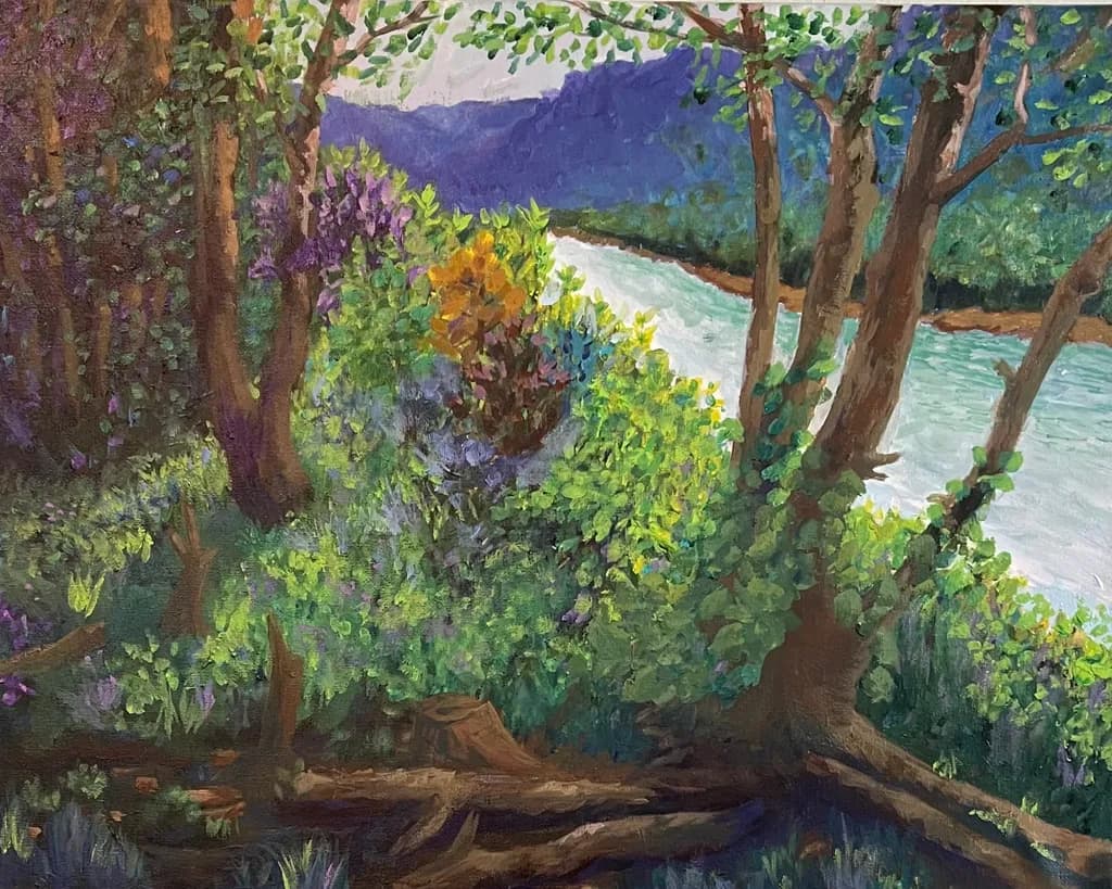 Whispers of Nature: A Serene River Landscape in Vibrant Colors by ...