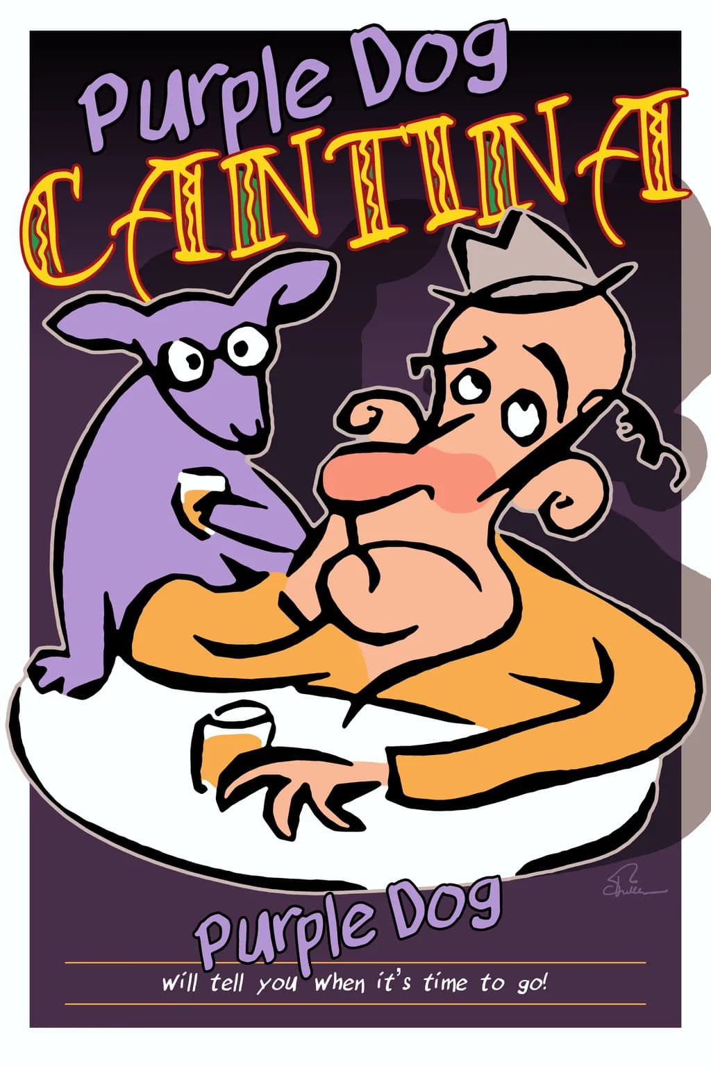 Whimsical Adventures at the Purple Dog Cantina: A Humorous Encounter with a Quirky Canine Companion
