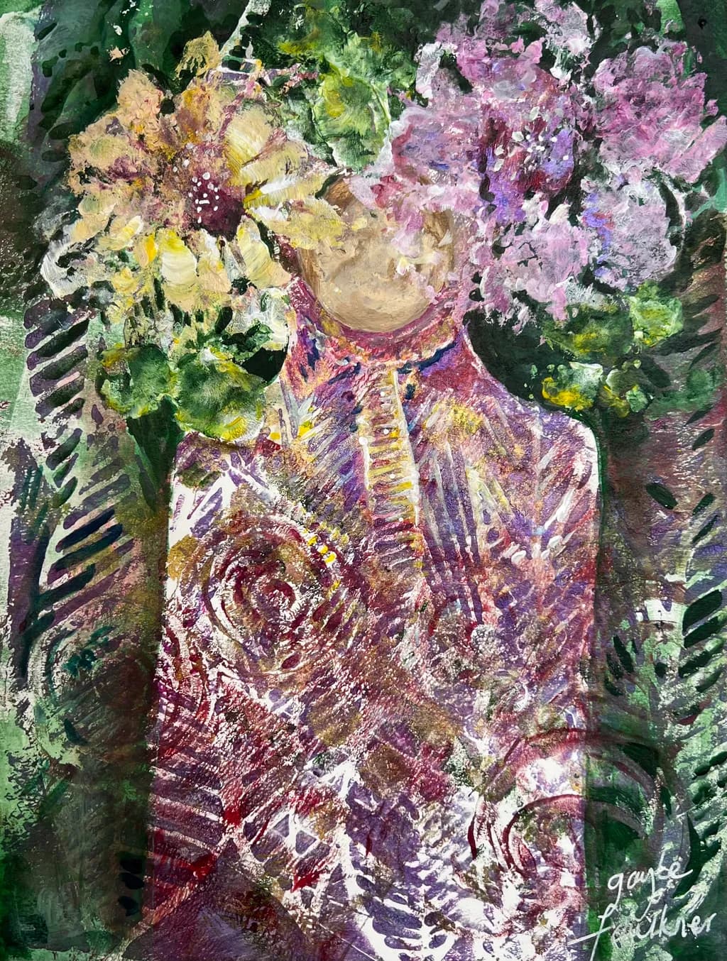 Whimsical Floral Portrait: A Colorful Dance of Nature and Emotion