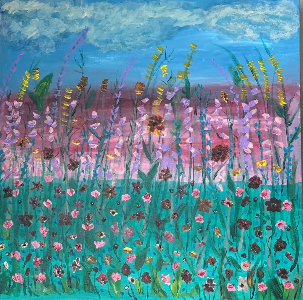 Whispers of Nature: A Colorful Dance of Flowers Under the Sky