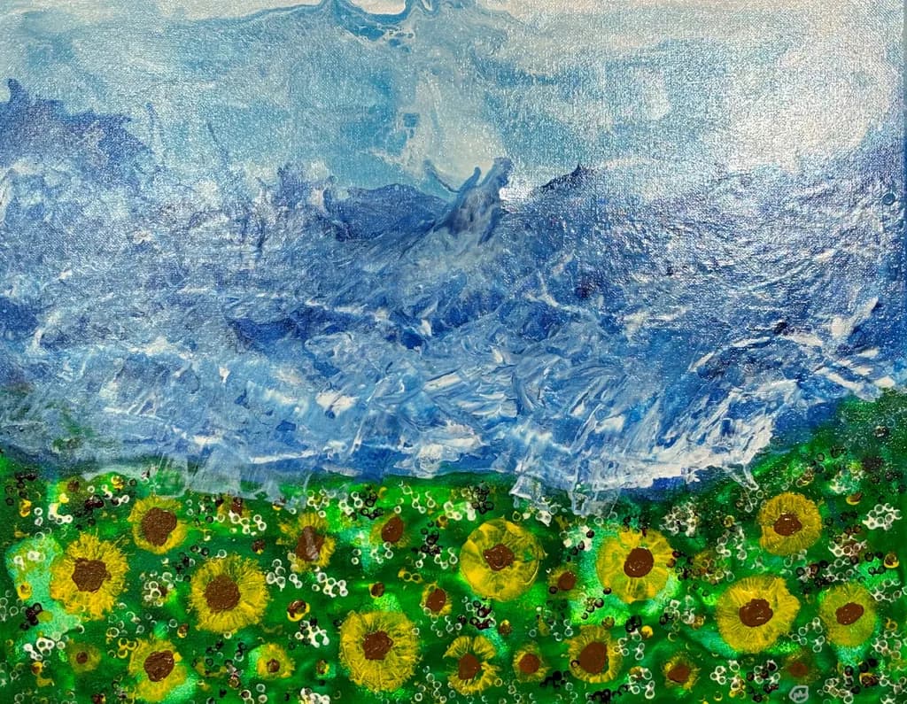 Sunflowers on the lake