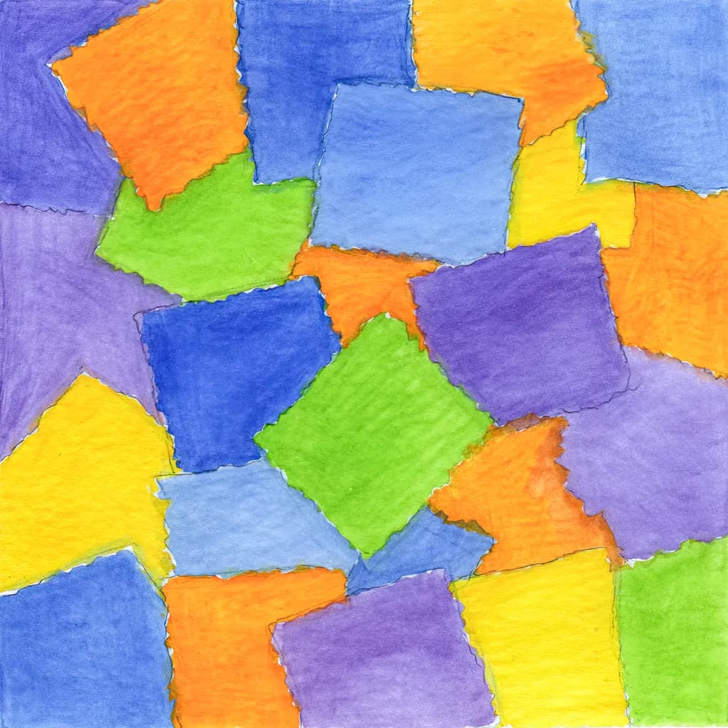 Vibrant Mosaic: A Kaleidoscope of Colorful Shapes in Watercolor Harmony