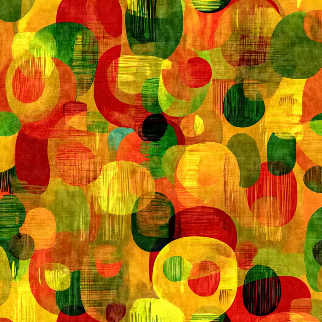 Vibrant Harmony: A Dance of Colorful Circles in Red, Green, and Yellow