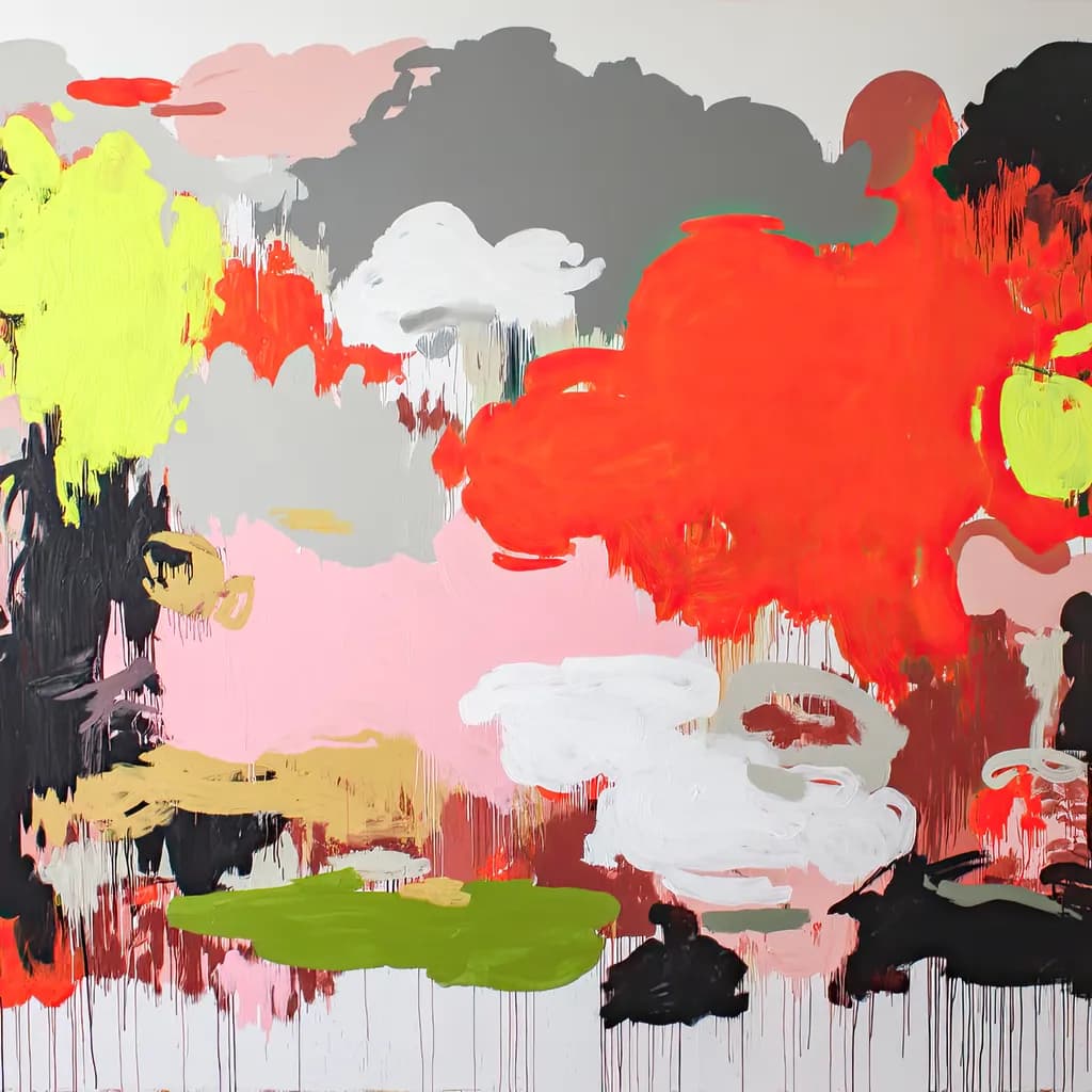 Vibrant Whispers: A Dance of Colorful Clouds in Abstract Expressionism