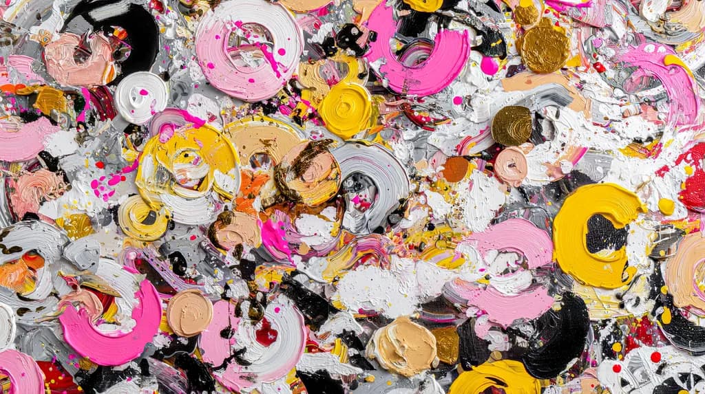 Vibrant Whirl: A Dance of Colorful Swirls and Textures in Abstract Expressionism