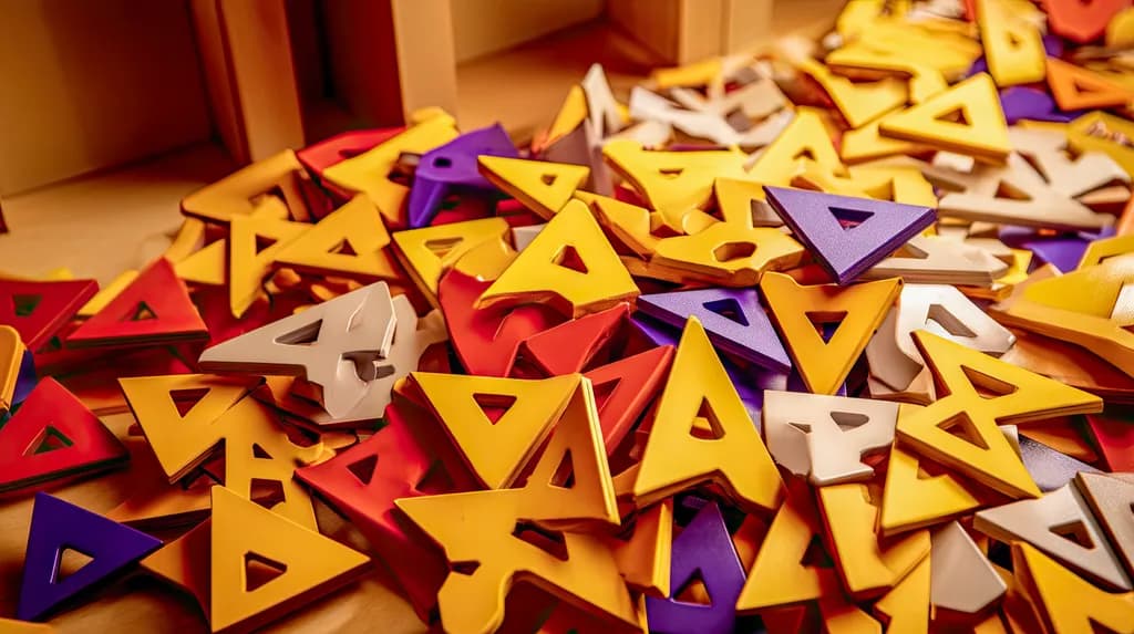 Colorful Chaos: A Vibrant Collection of Geometric Shapes in Playful Harmony