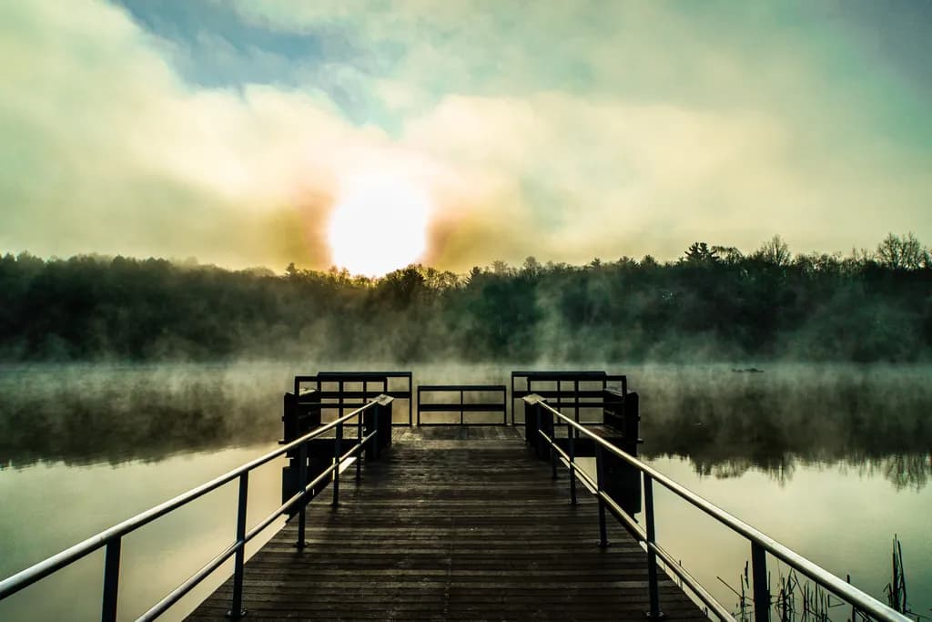 Misty Sunset Reflections