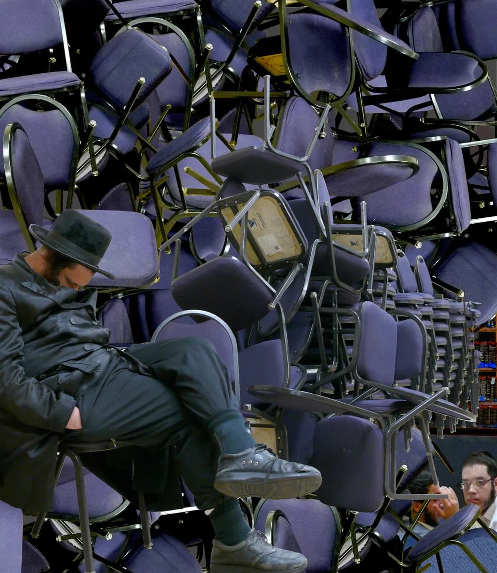 Chaotic Serenity: A Portrait Amidst the Sea of Chairs