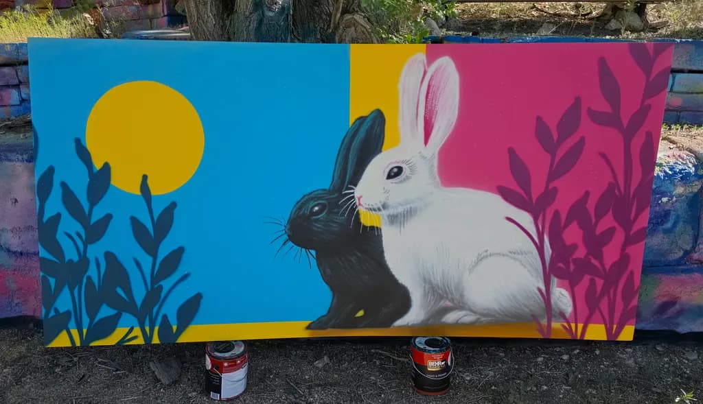 Rabbits in Color Blocks