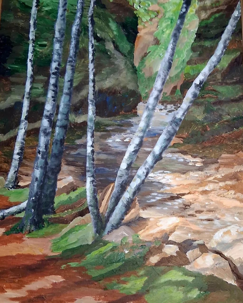 Birch Trees by the Stream