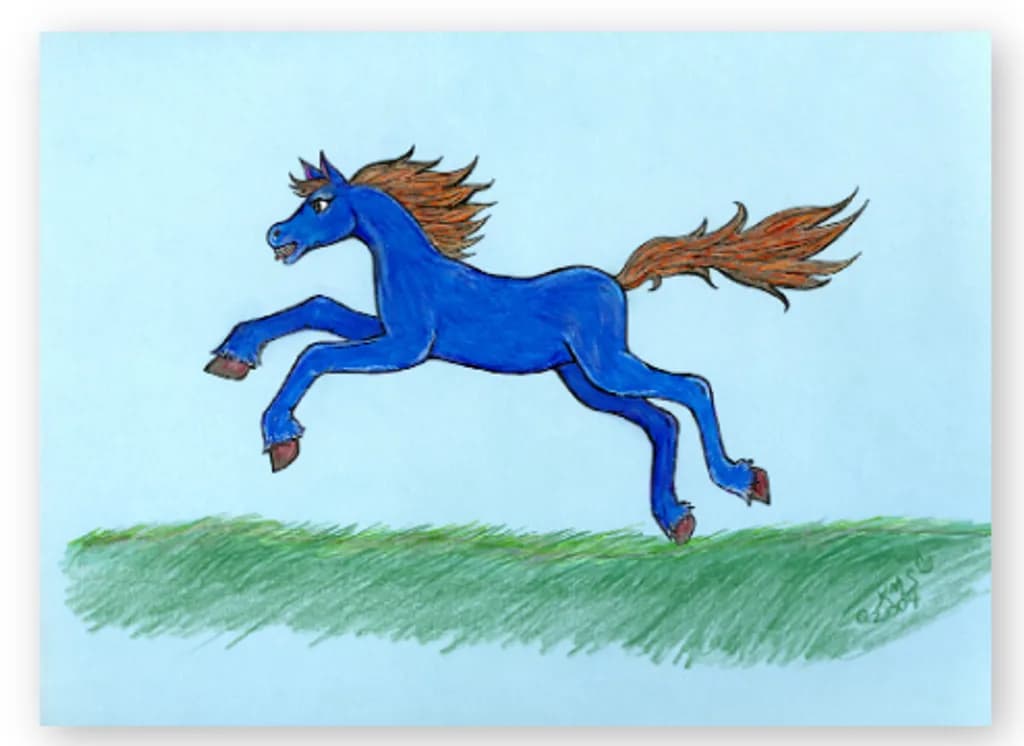 Blue Running Horse