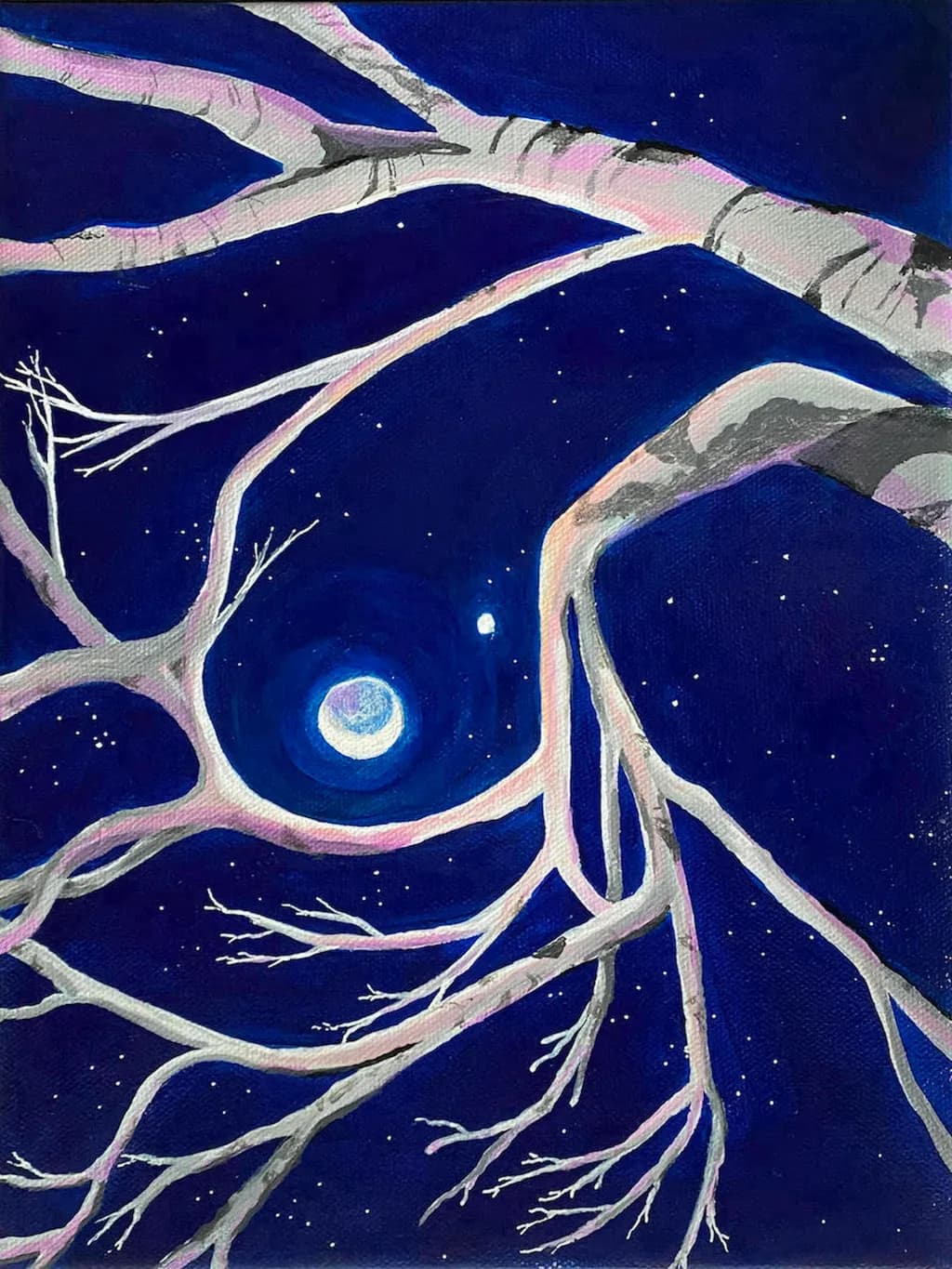 Whispers of the Night: A Celestial Dance Amongst the Branches