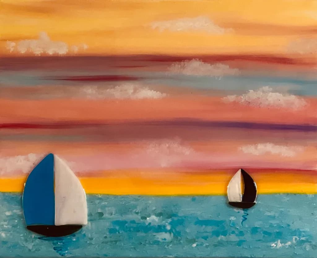 Serene Sunset Sailing: A Colorful Ocean Escape