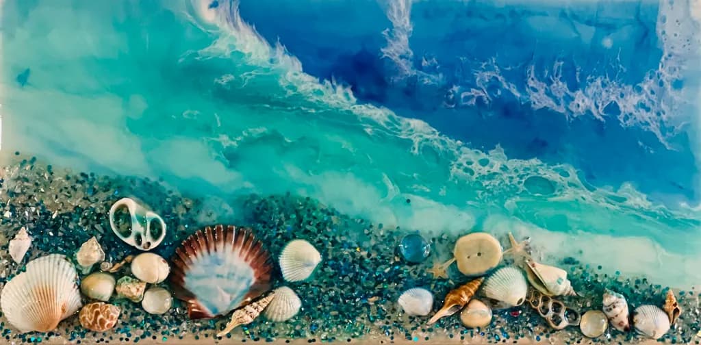 Ocean's Embrace: A Coastal Serenity in Resin Art