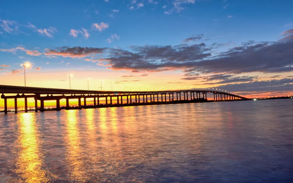 Bridge at Sunset Reflection
