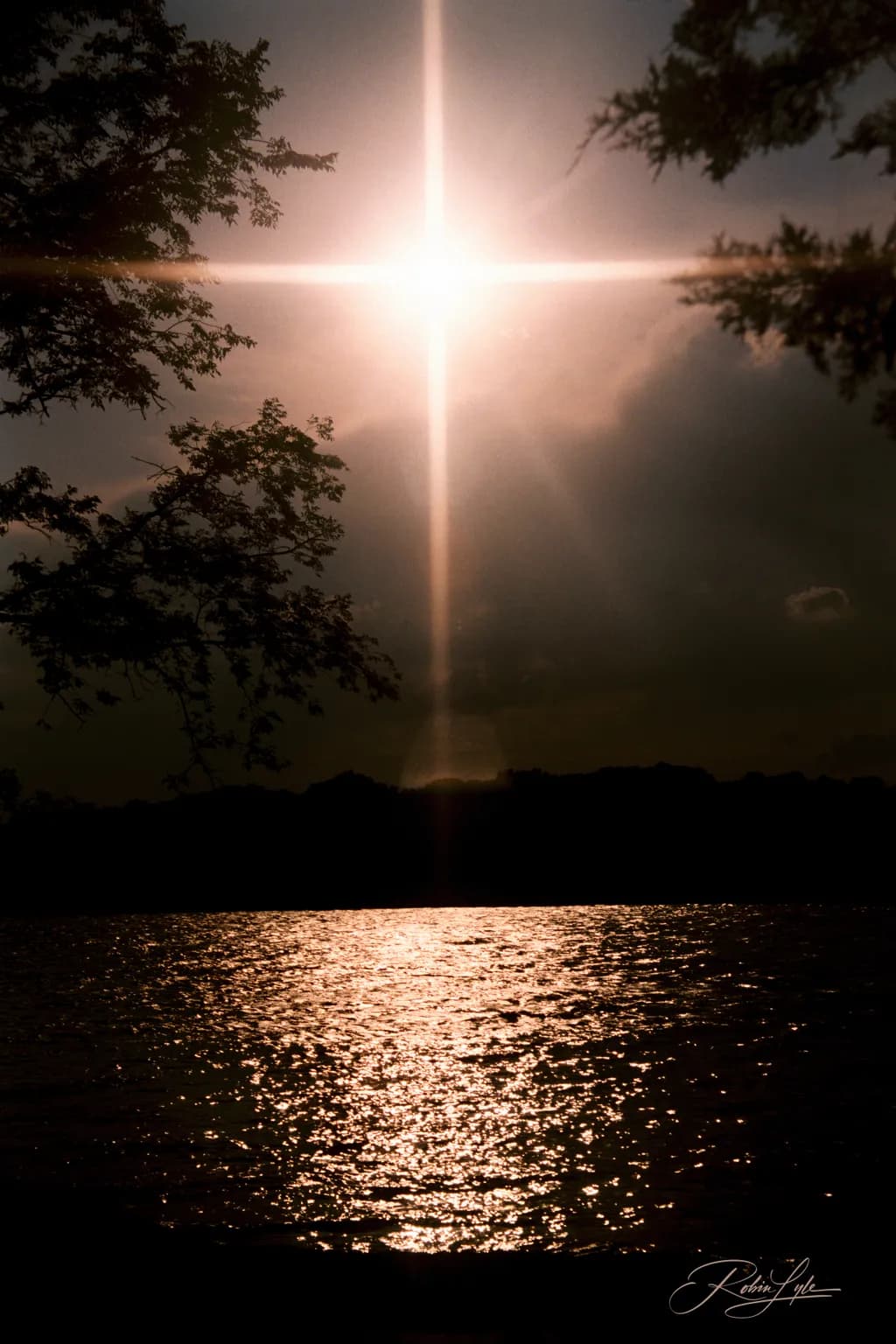 Sunset Lake Silhouette