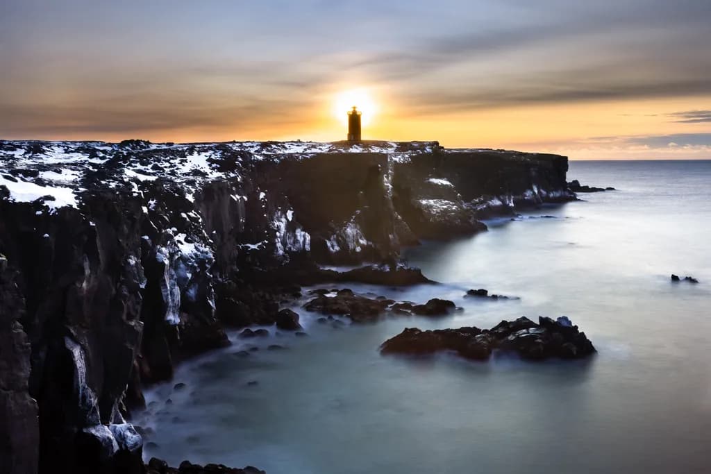 Lighthouse on Rocky Coast