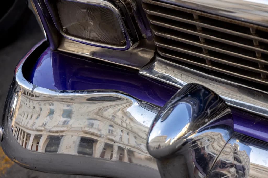 Reflections of Time: A Close-Up of Classic Chrome and Color