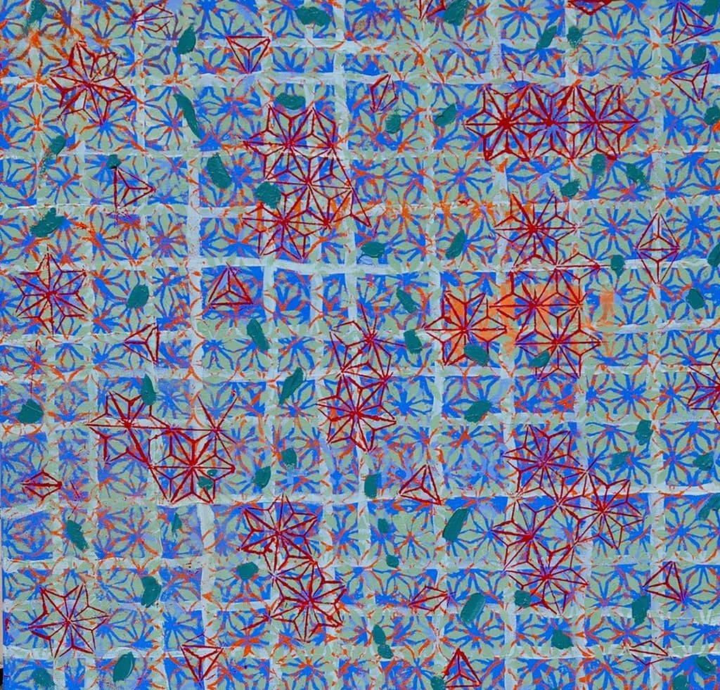 Vibrant Geometric Harmony: A Dance of Colorful Patterns and Shapes