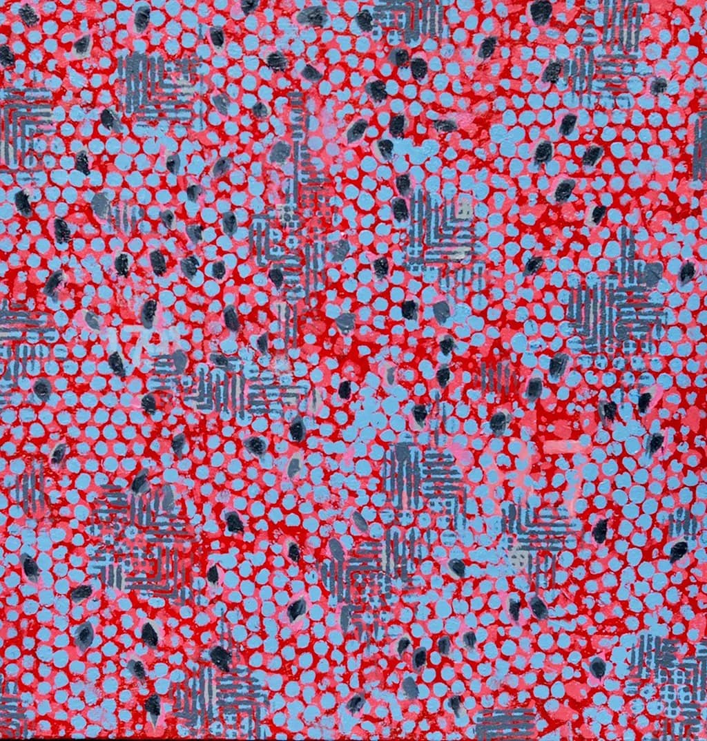 Vibrant Harmony: A Dance of Red and Blue Patterns