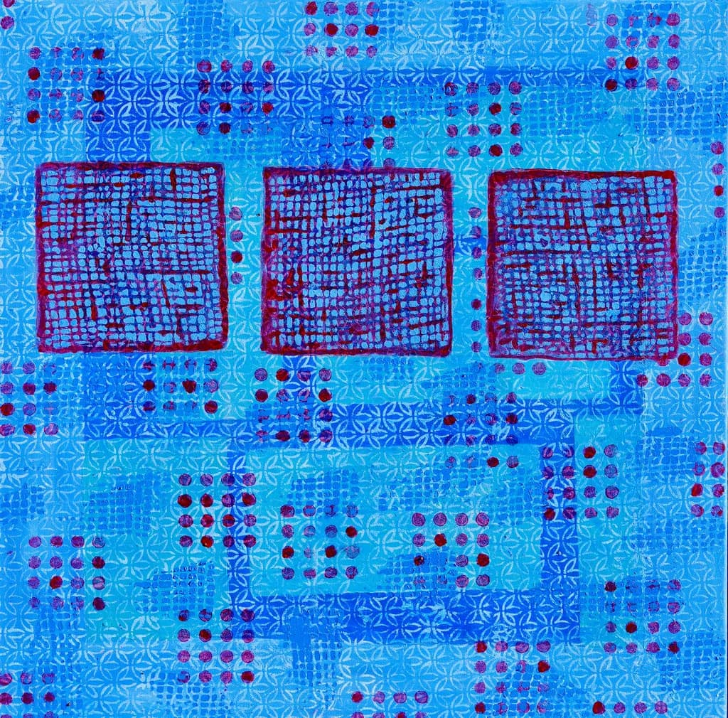 Vibrant Harmony: A Dance of Blue and Red Patterns
