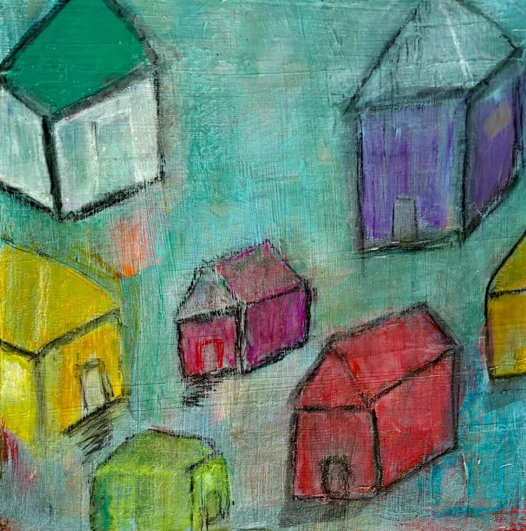 Colorful Abode: A Playful Exploration of Abstract Houses in Vibrant Textures