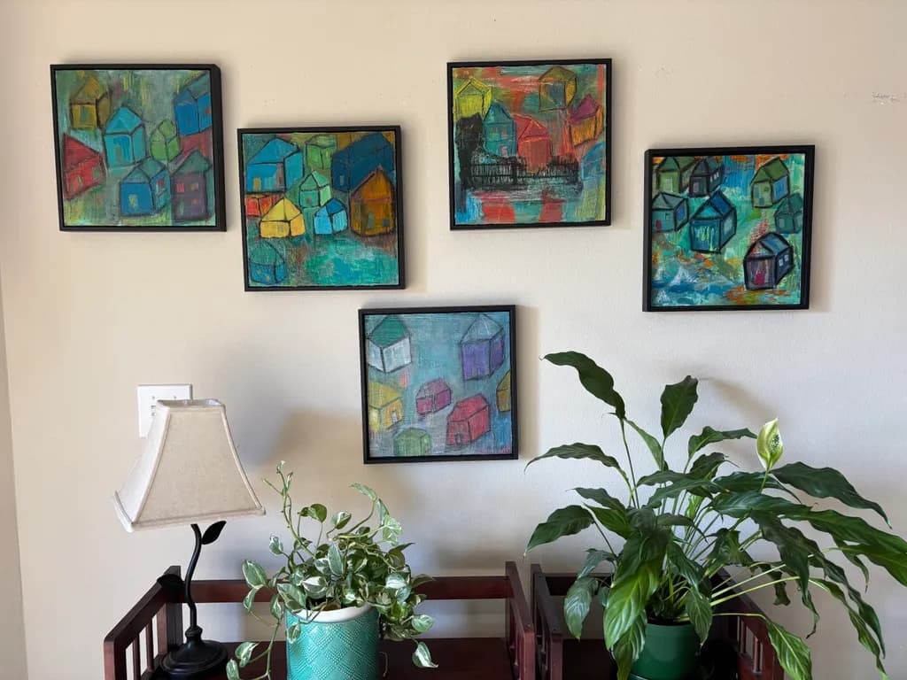 Colorful Abodes: A Vibrant Exploration of Home and Community in Abstract Art