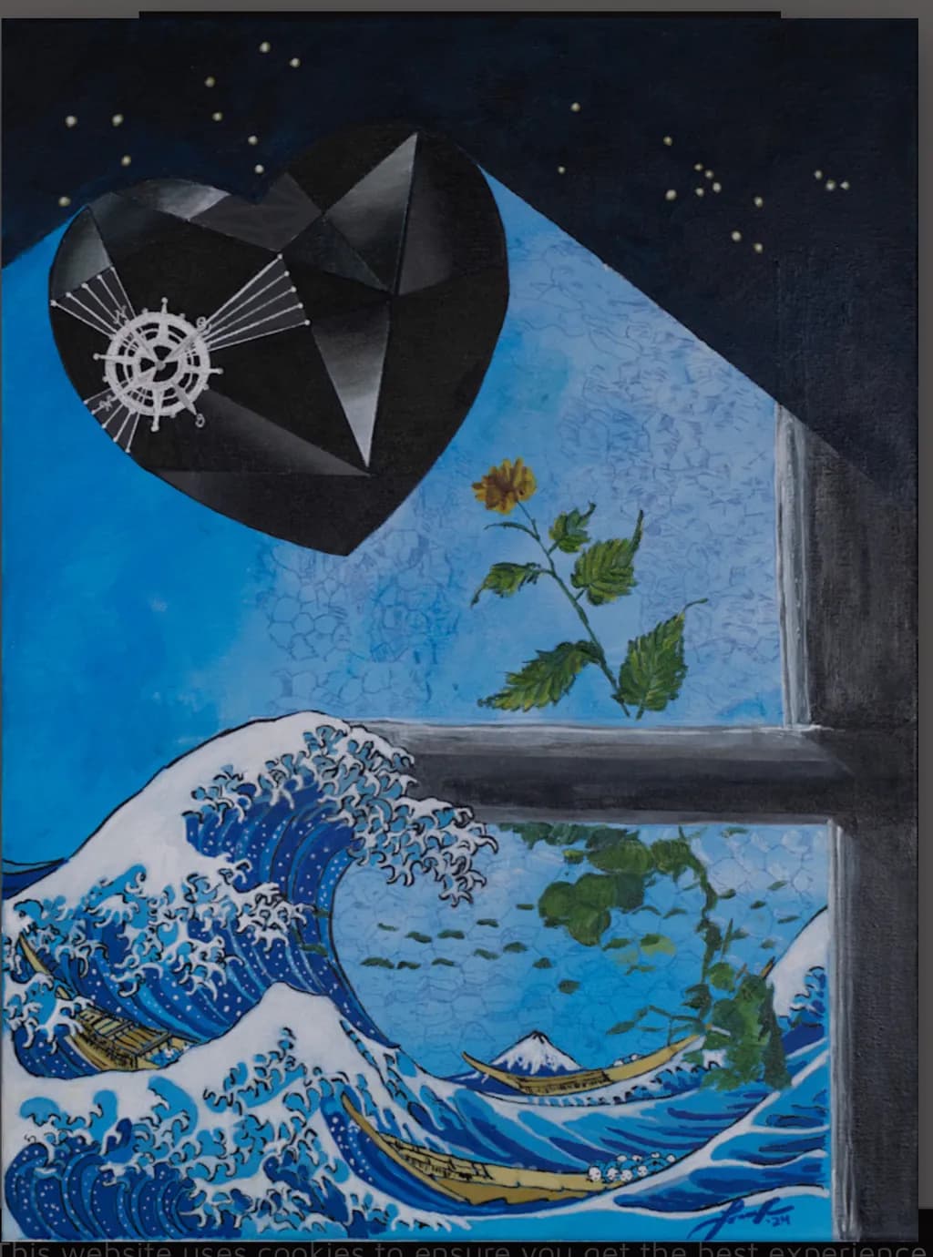 Heart of the Ocean: A Fusion of Nature and Emotion in Vibrant Blues and Bold Black