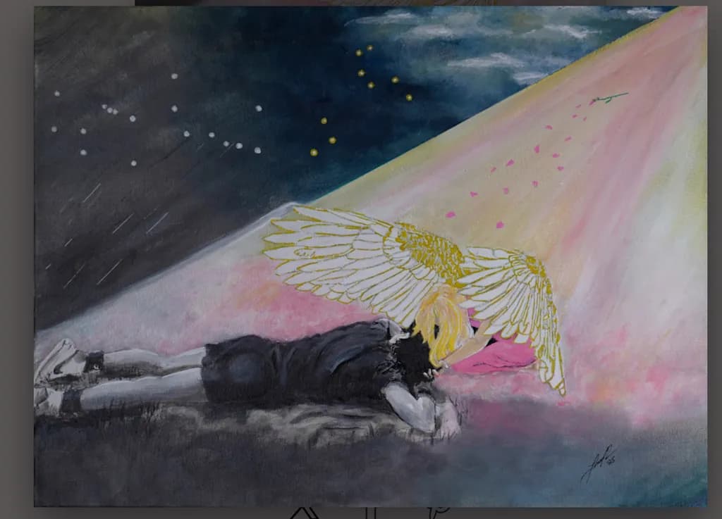 Whispers of Light: An Angel's Embrace in the Shadows