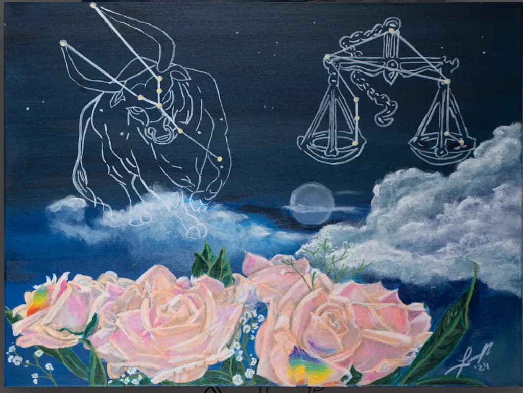 Celestial Harmony: Taurus and Libra Amongst Dreamy Roses