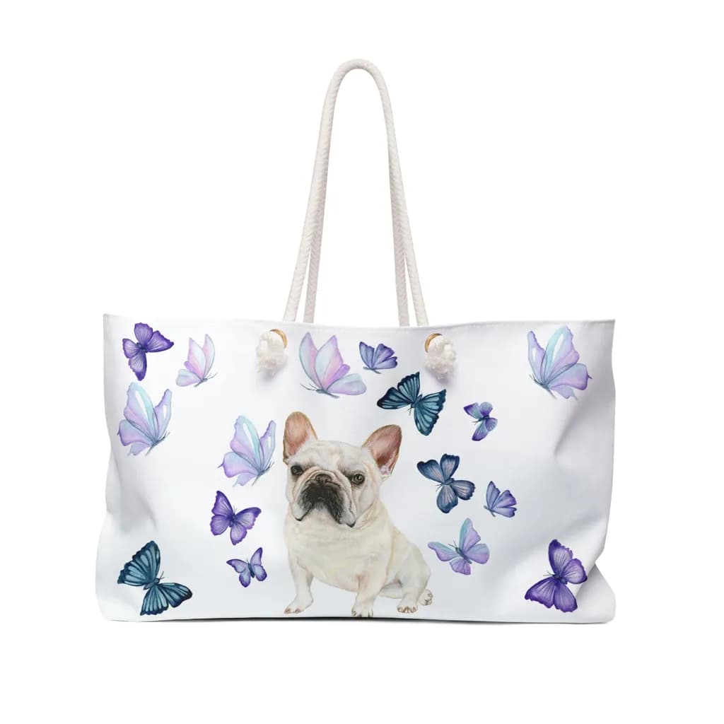 Whimsical Frenchie and Fluttering Butterflies: A Playful Tote for Animal Lovers