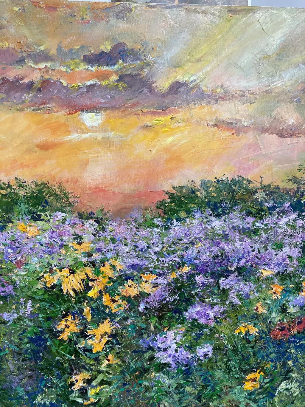 Whispers of Dawn: A Vibrant Floral Symphony Under a Golden Sky