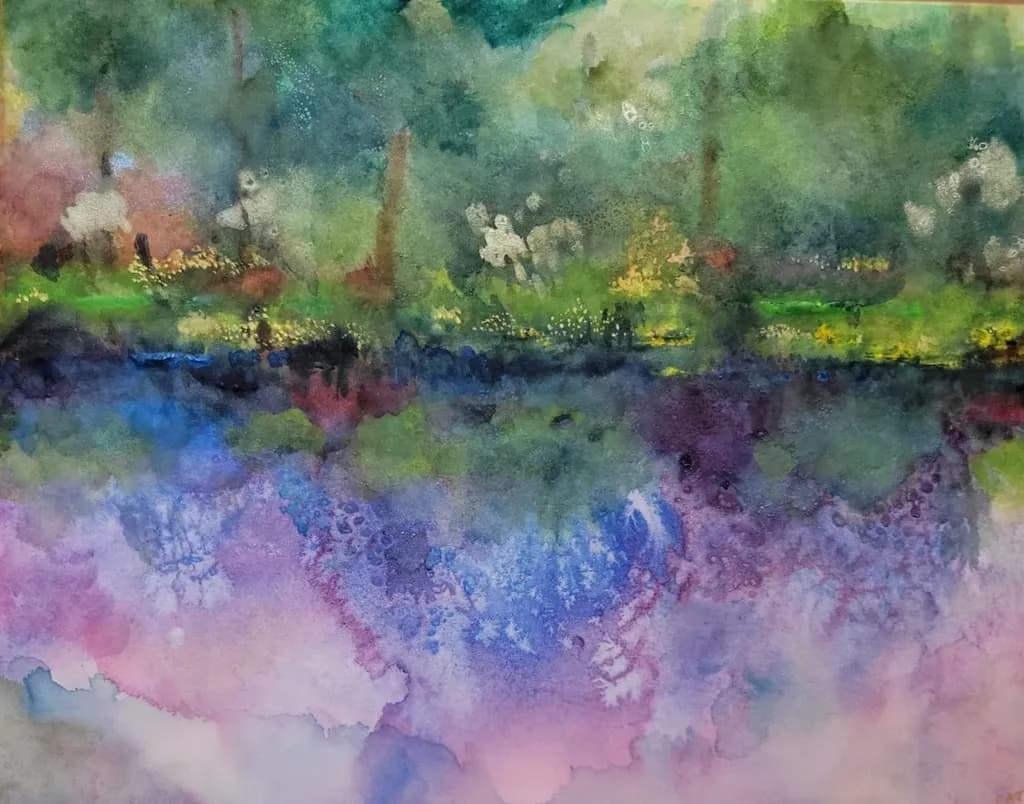 Whispers of Nature: A Dreamy Watercolor Reflection in Vibrant Hues