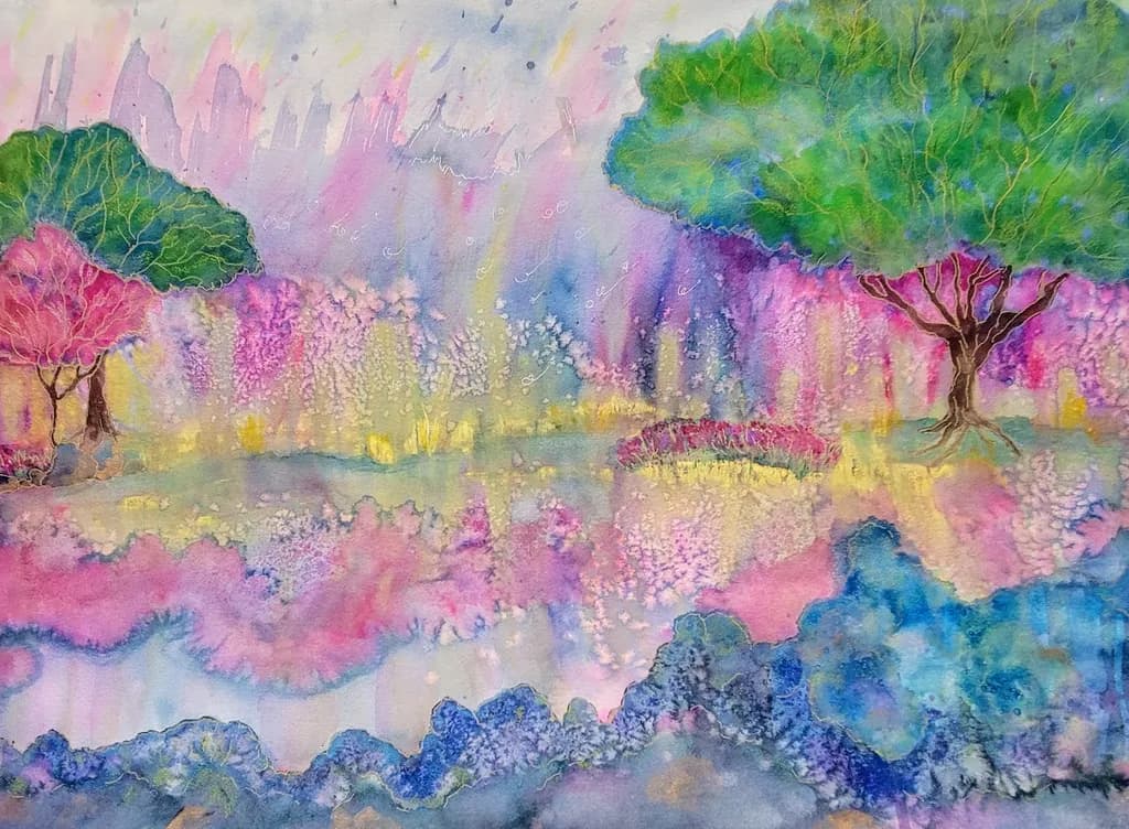 Vibrant Serenity: An Abstract Landscape of Nature's Colors