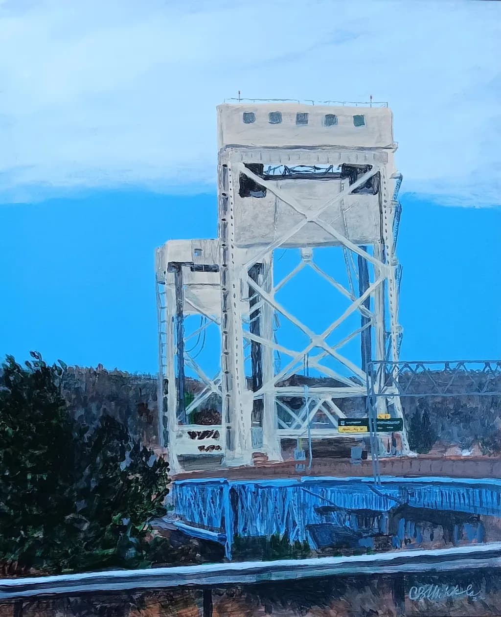Bridging Horizons: A Serene Landscape of Architectural Elegance in Blue