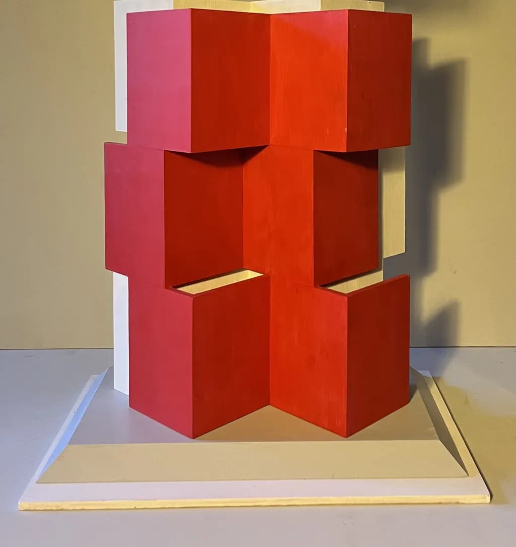 Red Geometric Sculpture