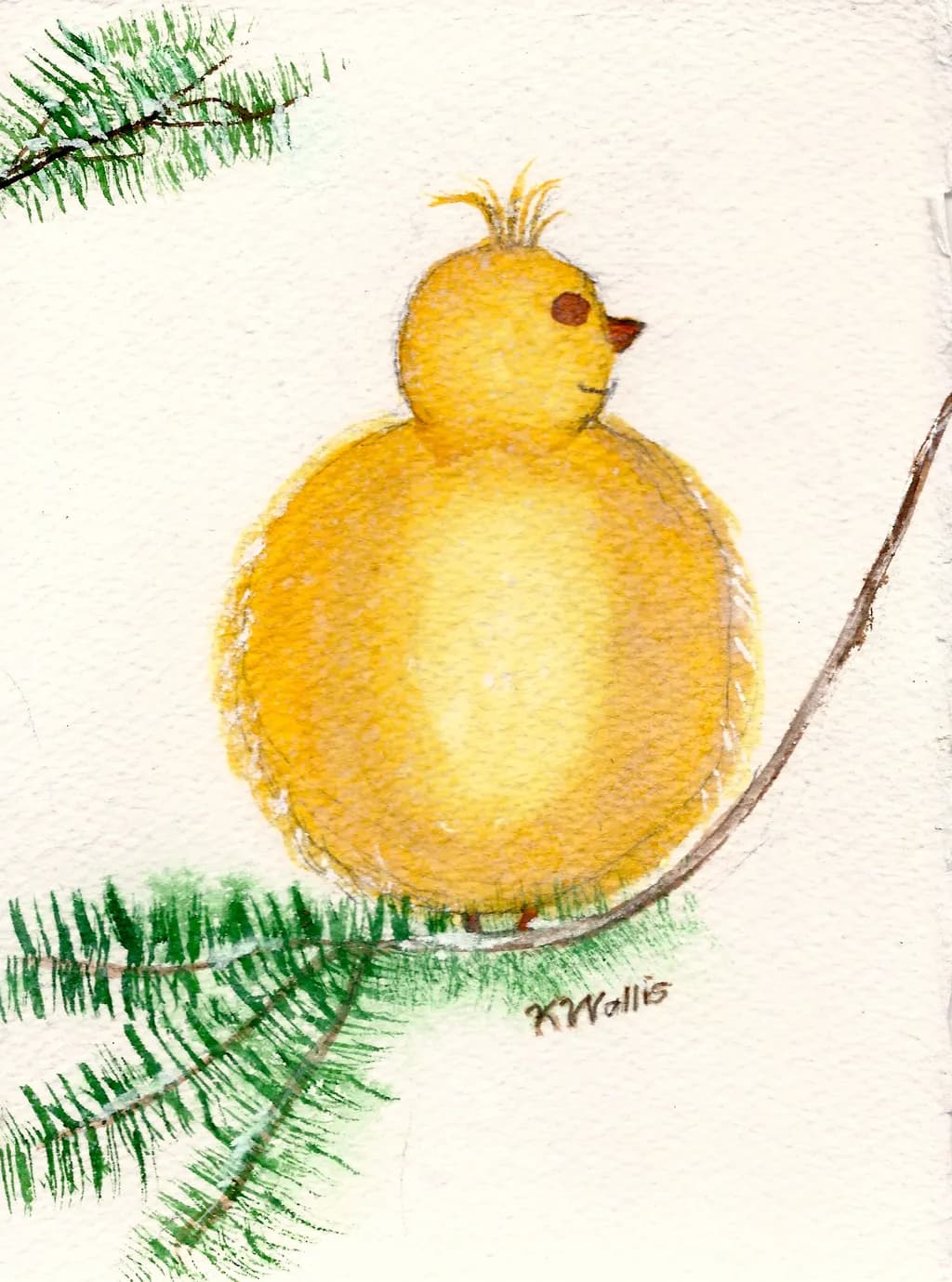 Whimsical Yellow Bird: A Playful Watercolor Delight Amidst Nature's Embrace