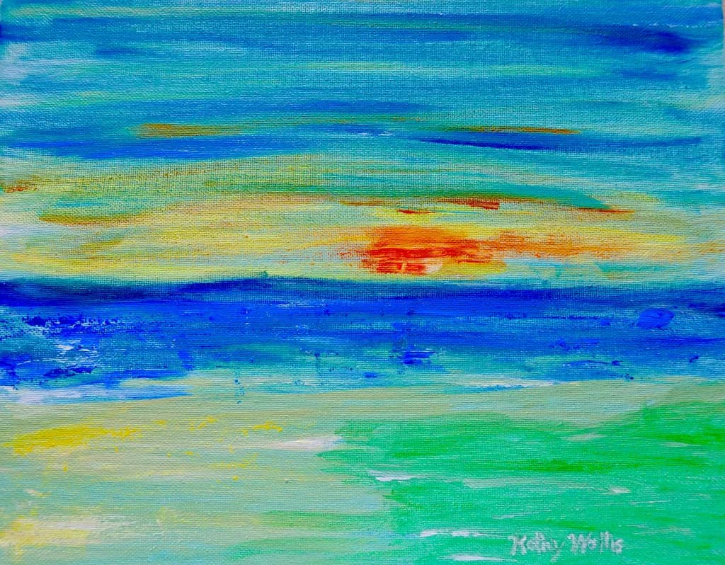 Serene Horizons: An Abstract Journey Through Colorful Skies and Ocean Waves