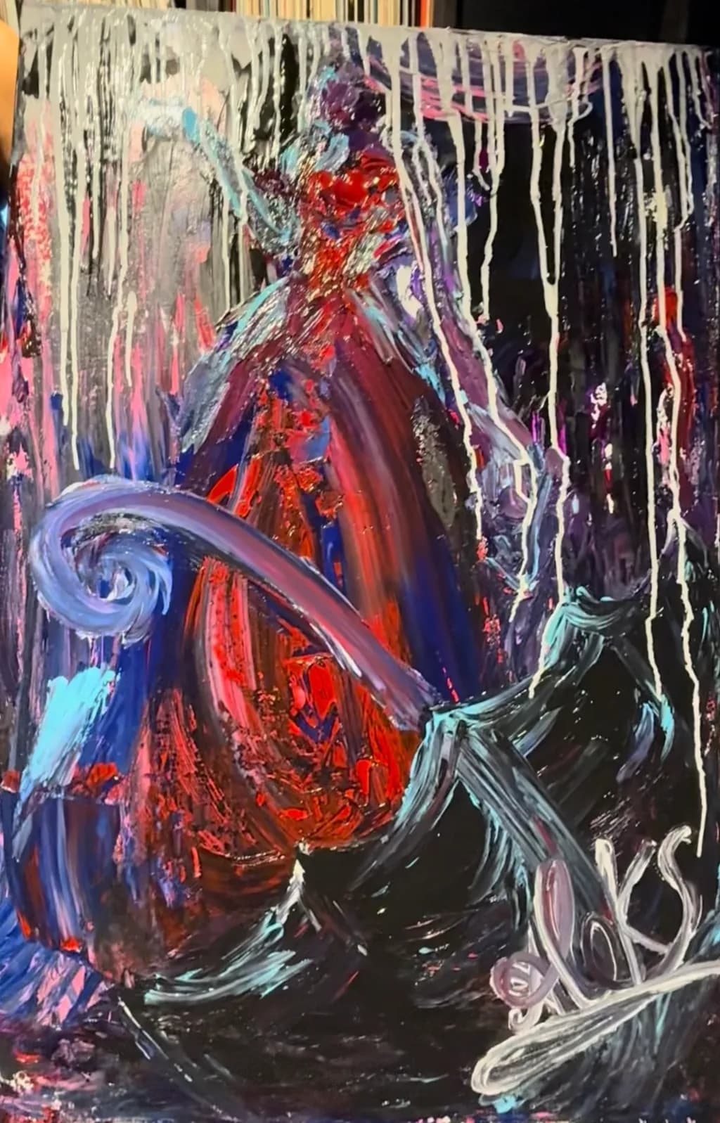 Vibrant Elegance: A Dramatic Dance of Color and Emotion in Abstract Art