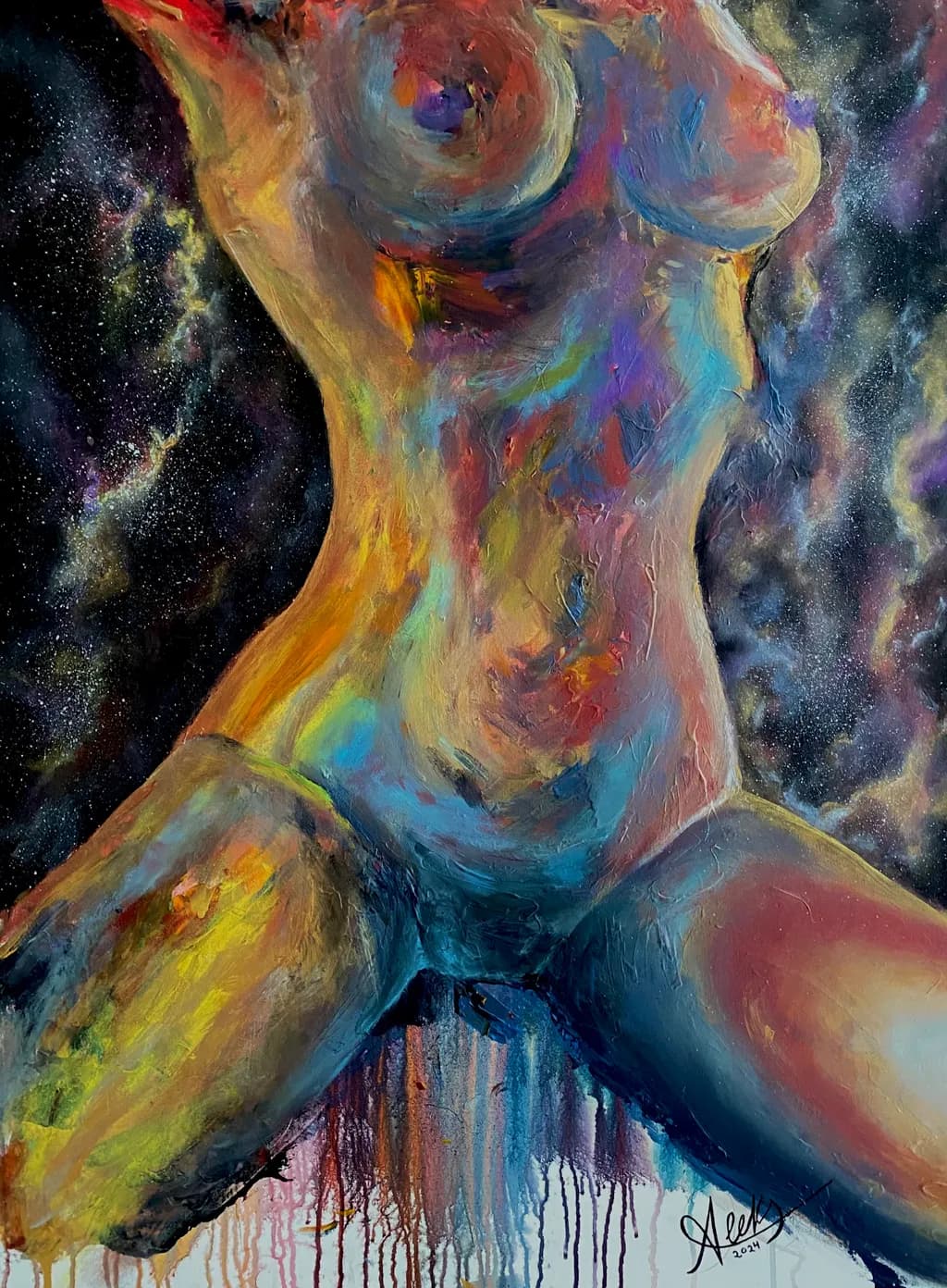 Cosmic Embrace: An Abstract Expression of Colorful Body Art