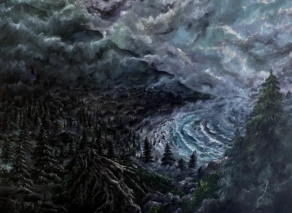 Whispers of the Storm: A Dark Coastal Landscape in Turmoil