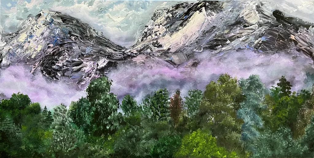 Whispers of the Mountains: A Serene Landscape of Mist and Pines